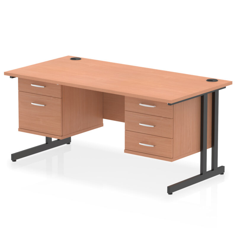 Impulse 1600mm Cantilever Straight Desk With Two Fixed Pedestal - Image 57