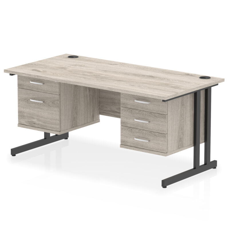 Impulse 1600mm Cantilever Straight Desk With Two Fixed Pedestal - Image 59