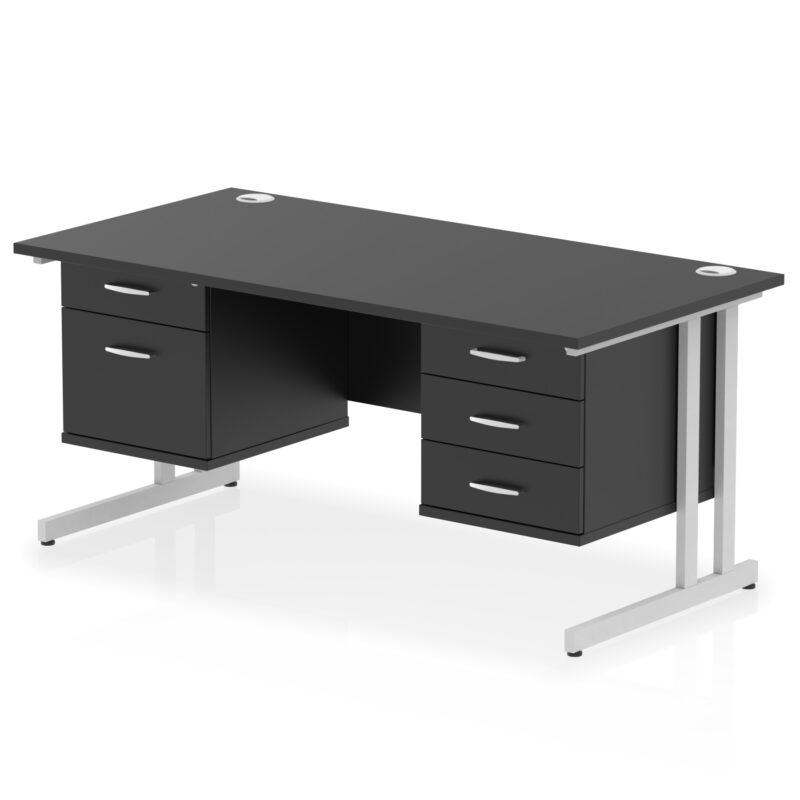 Impulse 1600mm Cantilever Straight Desk With Two Fixed Pedestal - Image 47