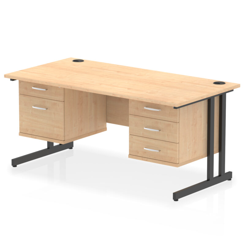 Impulse 1600mm Cantilever Straight Desk With Two Fixed Pedestal - Image 60