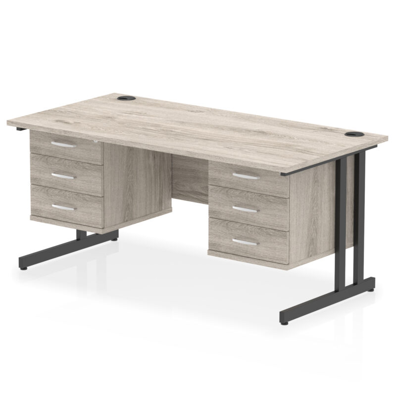 Impulse 1600mm Cantilever Straight Desk With Two Fixed Pedestal - Image 67