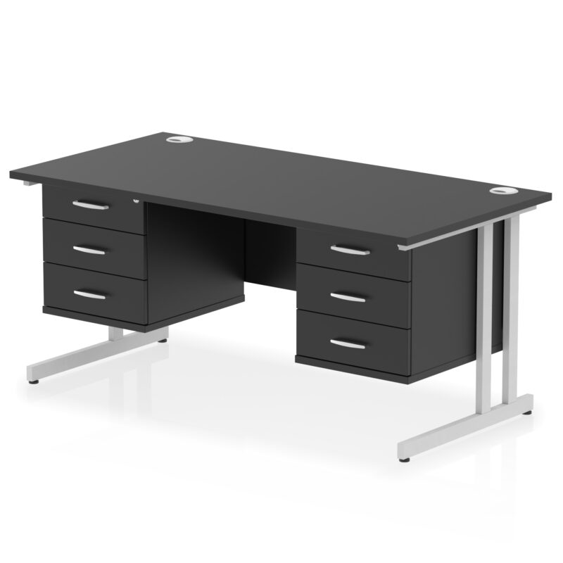 Impulse 1600mm Cantilever Straight Desk With Two Fixed Pedestal - Image 48