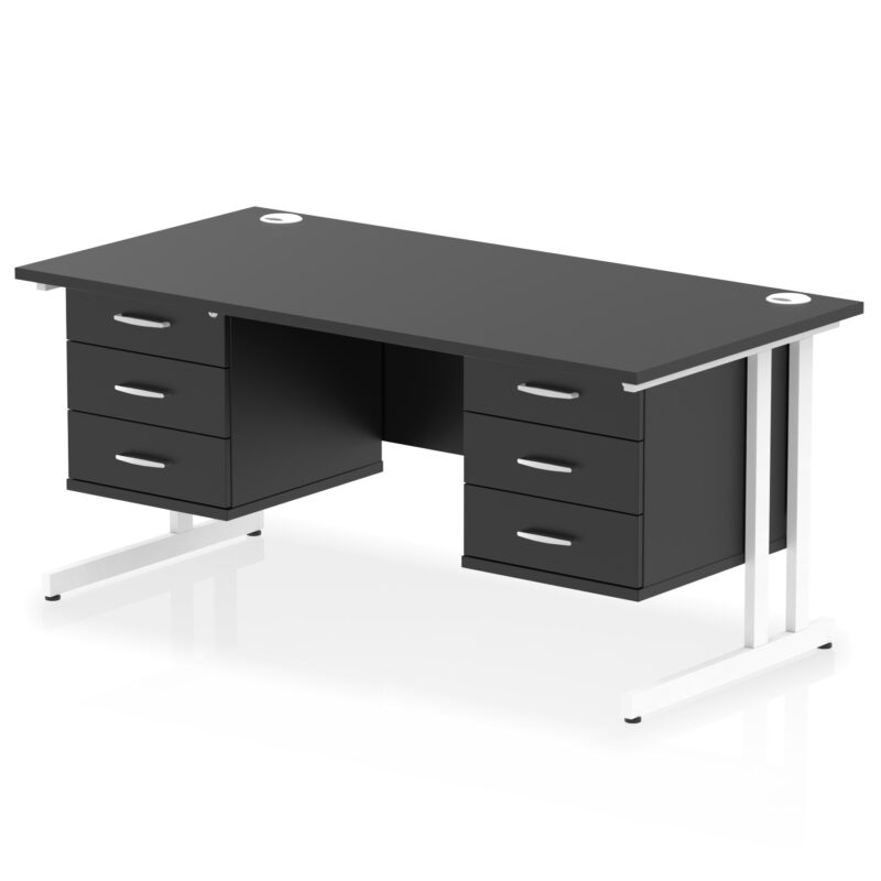 Impulse 1600mm Cantilever Straight Desk With Two Fixed Pedestal - Image 72