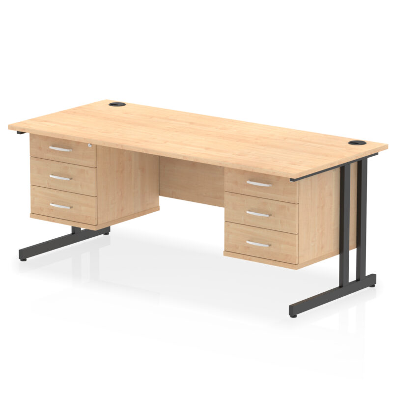 Impulse 1800mm Cantilever Straight Desk With Two Fixed Pedestal - Image 69