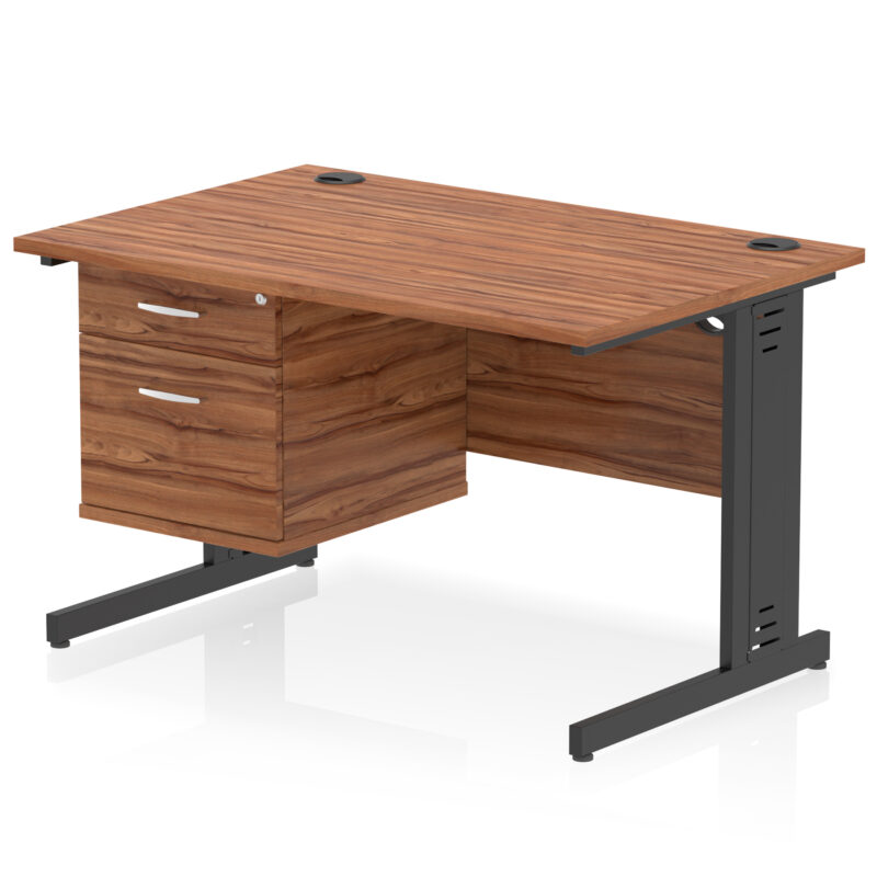 Impulse 1200mm Cable Managed Straight Desk With Single Fixed Pedestal - Image 52