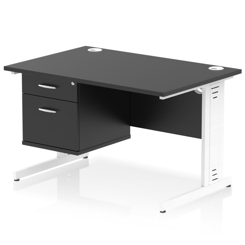 Impulse 1200mm Cable Managed Straight Desk With Single Fixed Pedestal - Image 53
