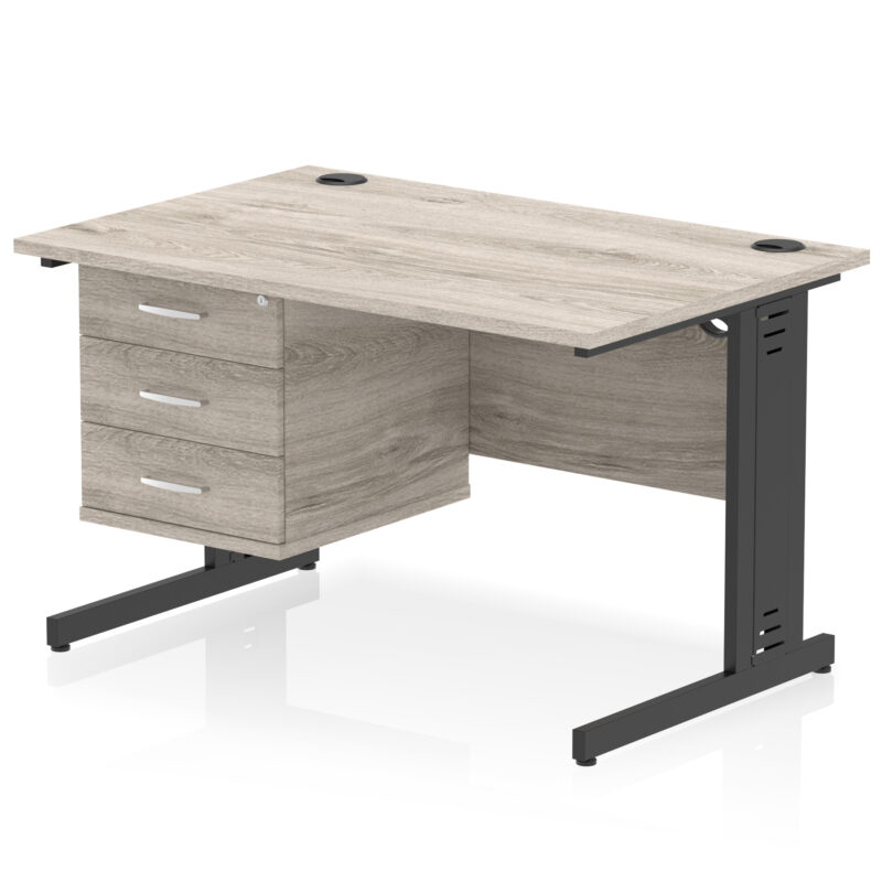 Impulse 1200mm Cable Managed Straight Desk With Single Fixed Pedestal - Image 56