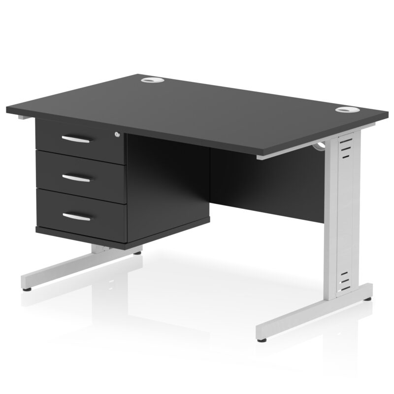 Impulse 1200mm Cable Managed Straight Desk With Single Fixed Pedestal - Image 57