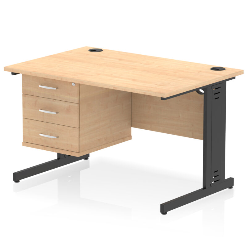 Impulse 1200mm Cable Managed Straight Desk With Single Fixed Pedestal - Image 58