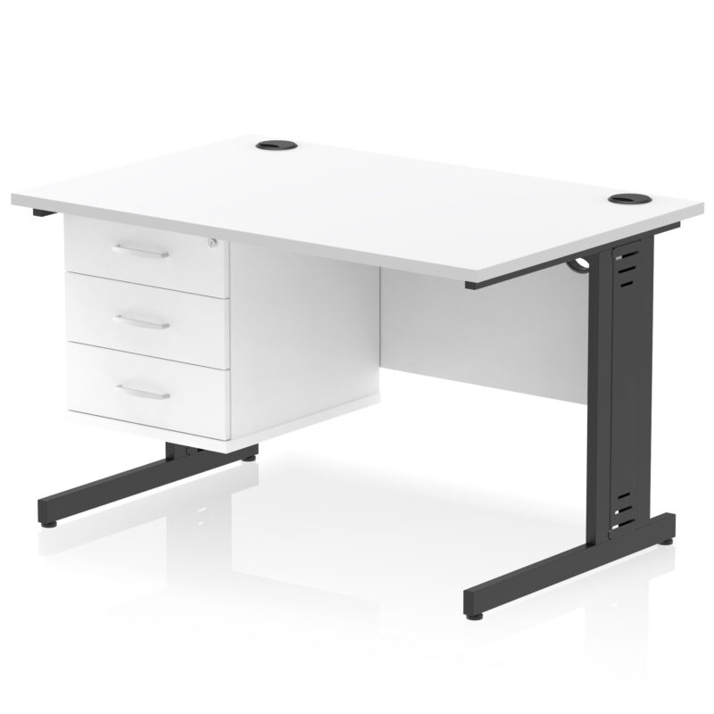 Impulse 1200mm Cable Managed Straight Desk With Single Fixed Pedestal - Image 60