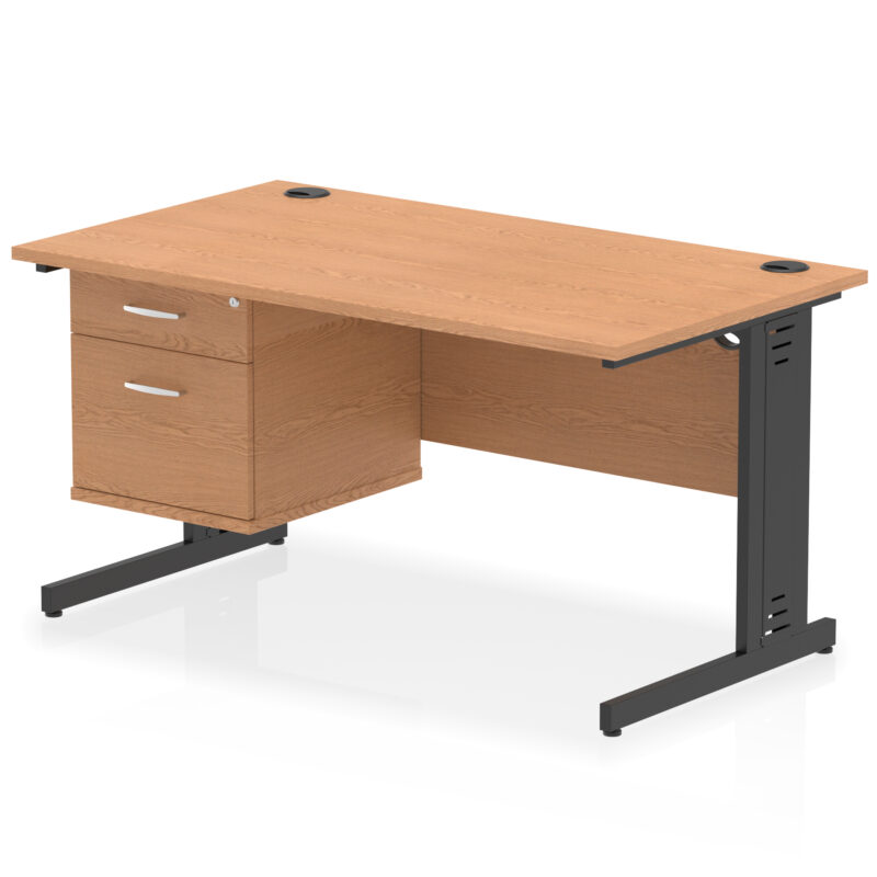 Impulse 1400mm Cable Managed Straight Desk With Single Fixed Pedestal - Image 50