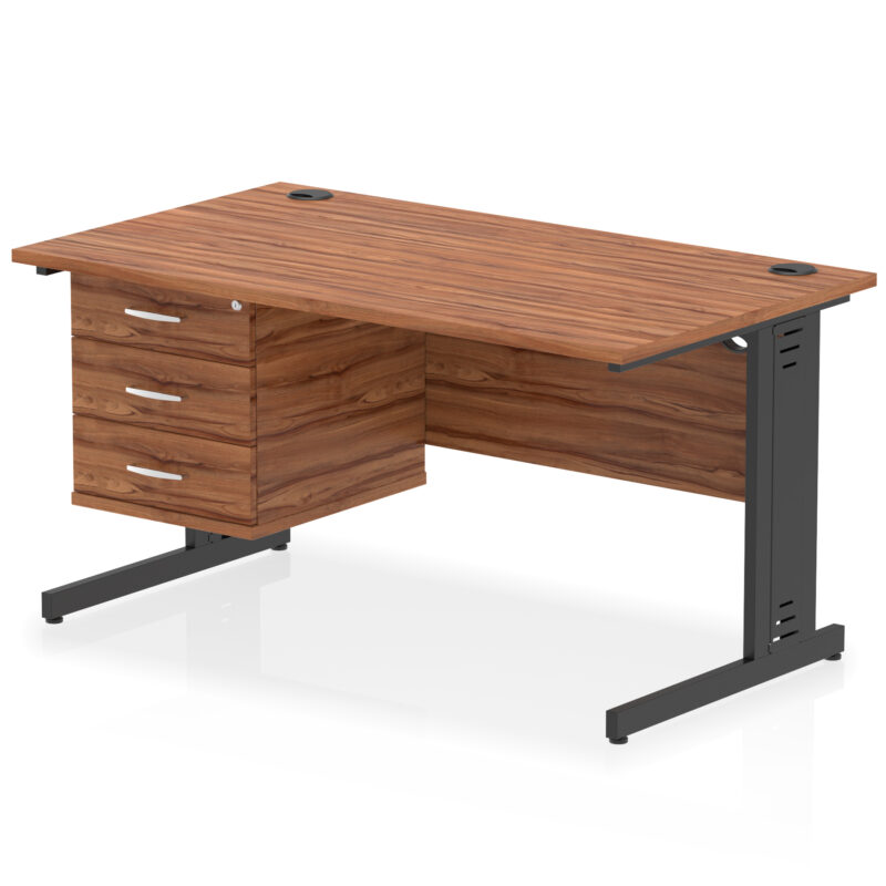 Impulse 1400mm Cable Managed Straight Desk With Single Fixed Pedestal - Image 61