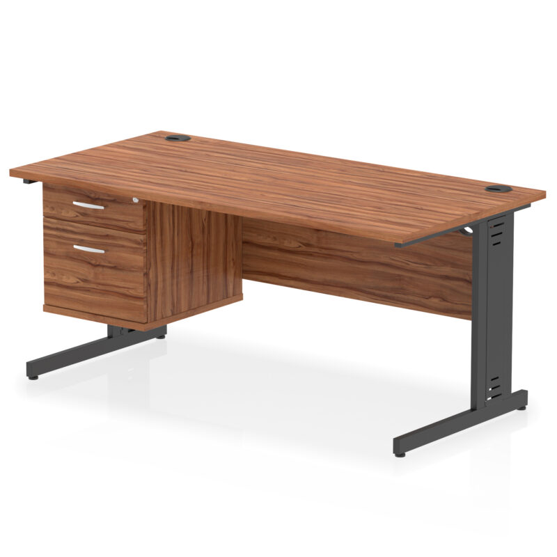 Impulse 1600mm Cable Managed Straight Desk With Single Fixed Pedestal - Image 52