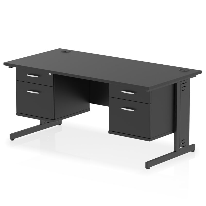 Impulse 1600mm Cable Managed Straight Desk With Two Fixed Pedestal - Image 48
