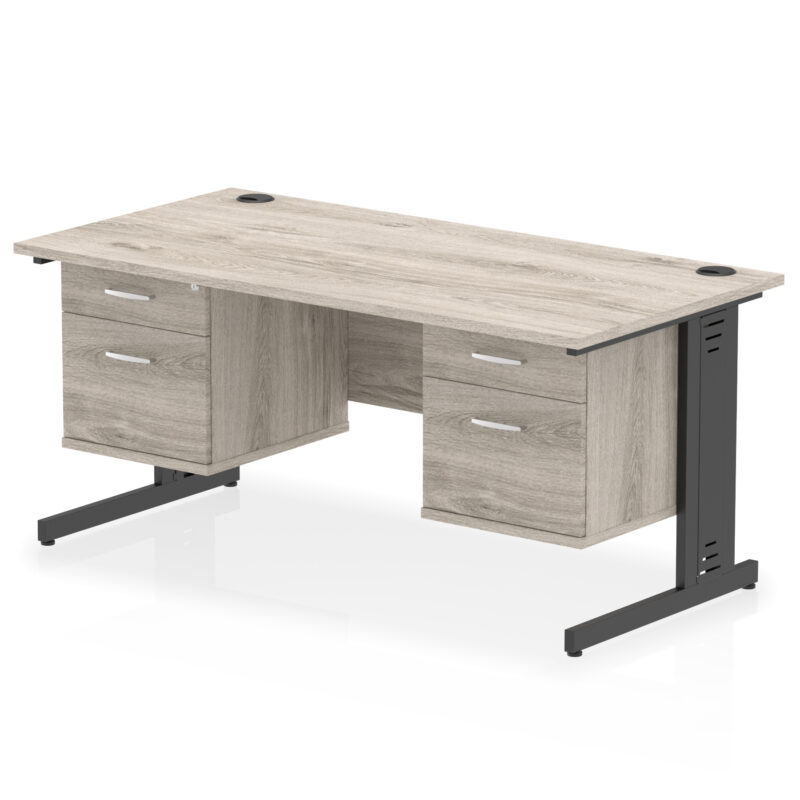 Impulse 1600mm Cable Managed Straight Desk With Two Fixed Pedestal - Image 49