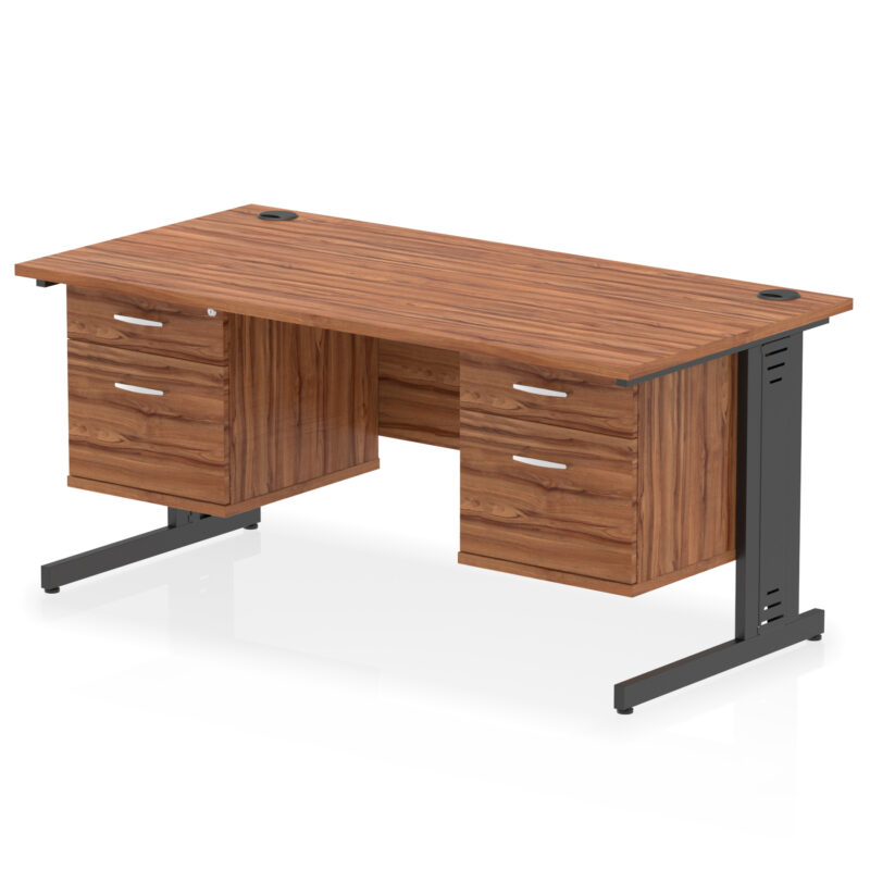 Impulse 1600mm Cable Managed Straight Desk With Two Fixed Pedestal - Image 54