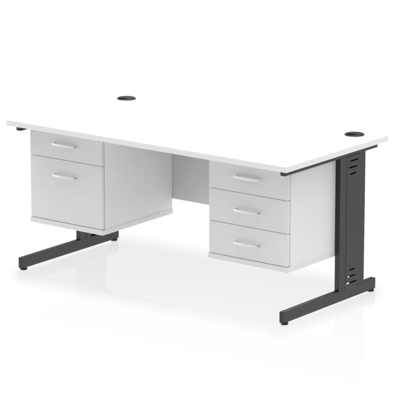 Impulse 1600mm Cable Managed Straight Desk With Two Fixed Pedestal - Image 62