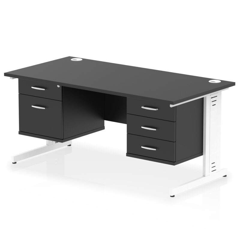 Impulse 1600mm Cable Managed Straight Desk With Two Fixed Pedestal - Image 64