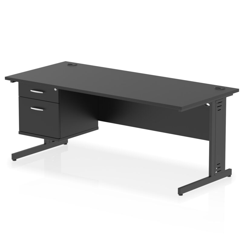 Impulse 1800mm Cable Managed Straight Desk With Single Fixed Pedestal - Image 46