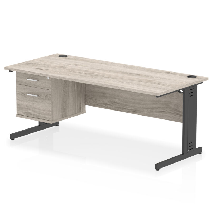 Impulse 1800mm Cable Managed Straight Desk With Single Fixed Pedestal - Image 47