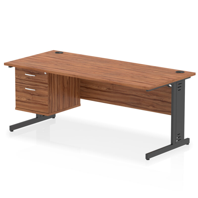 Impulse 1800mm Cable Managed Straight Desk With Single Fixed Pedestal - Image 52