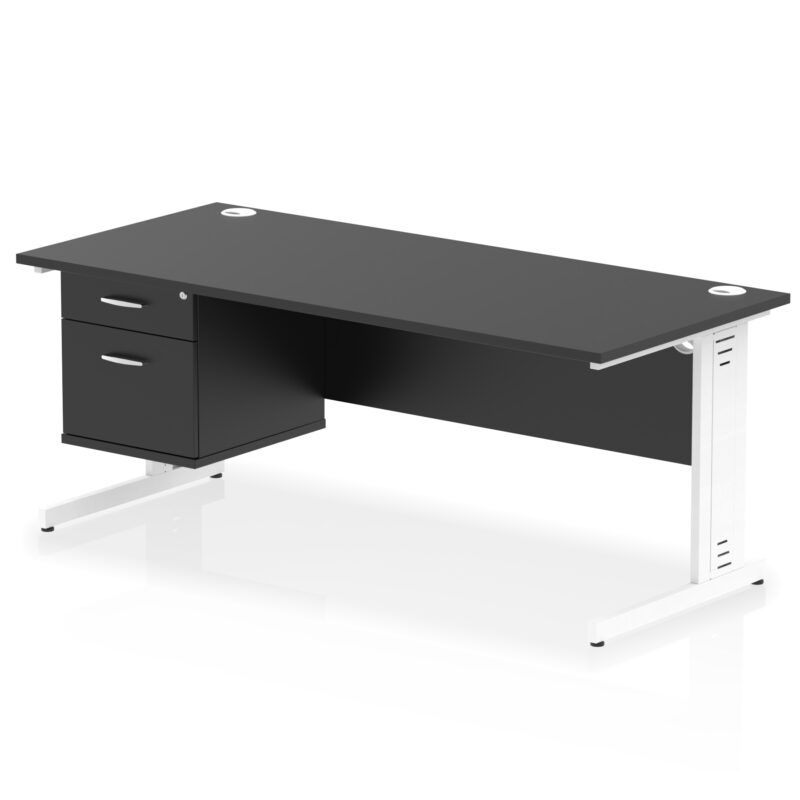 Impulse 1800mm Cable Managed Straight Desk With Single Fixed Pedestal - Image 53
