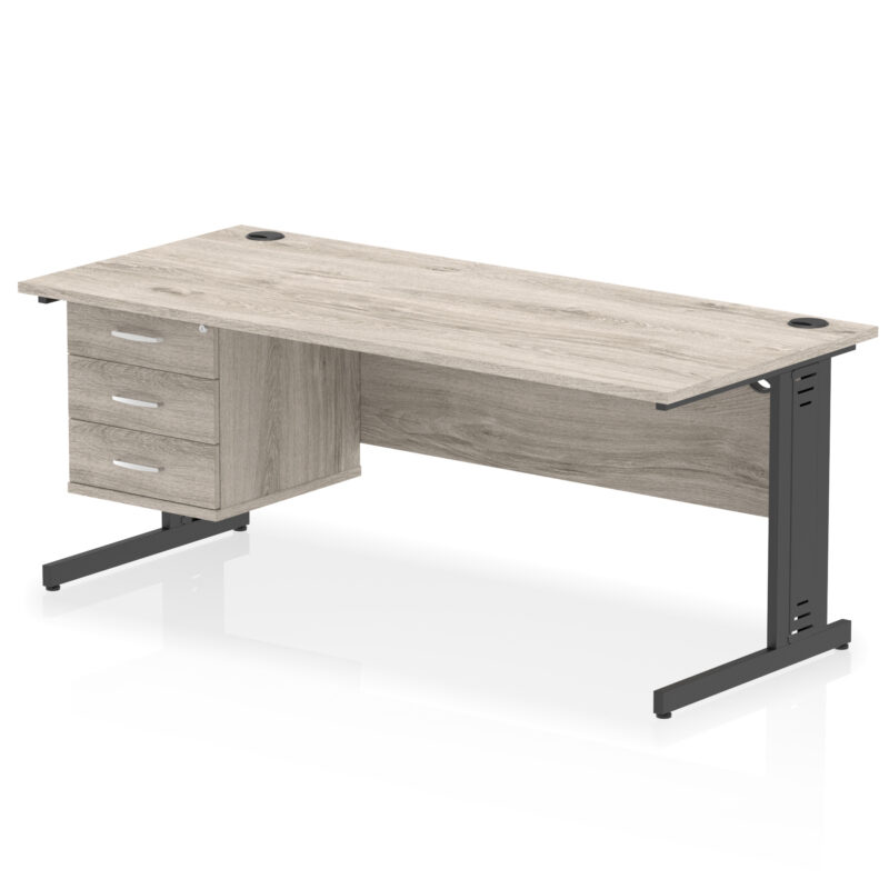 Impulse 1800mm Cable Managed Straight Desk With Single Fixed Pedestal - Image 56