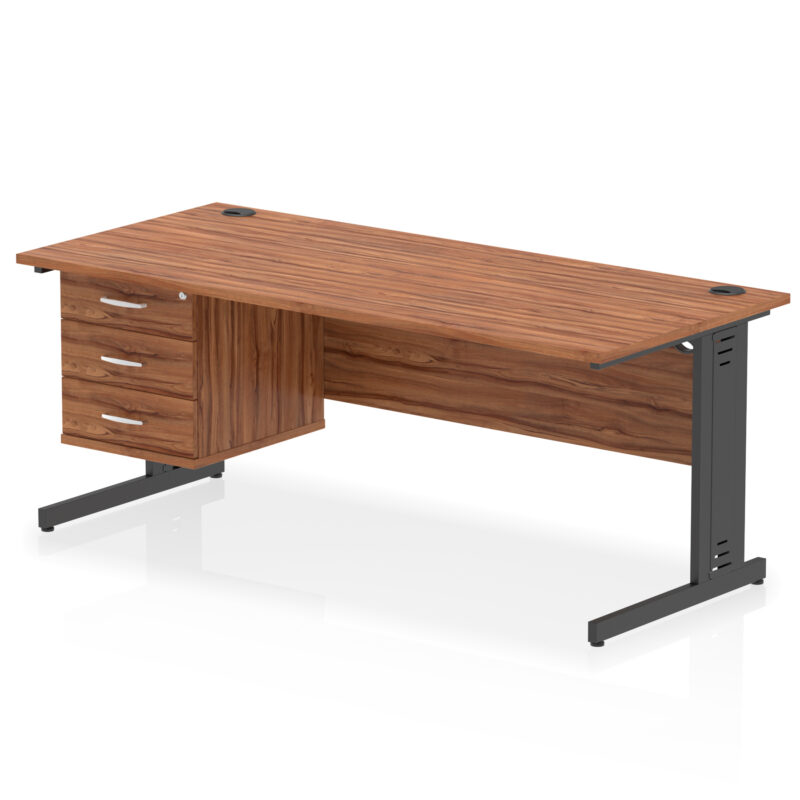 Impulse 1800mm Cable Managed Straight Desk With Single Fixed Pedestal - Image 61