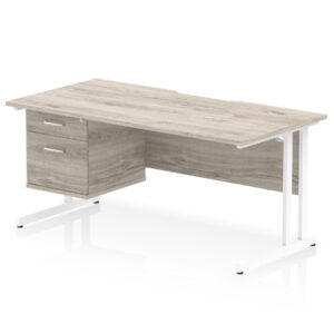 Impulse Scalloped Edge 1600mm Cantilever Straight Desk With Single Fixed Pedestal - Image 8