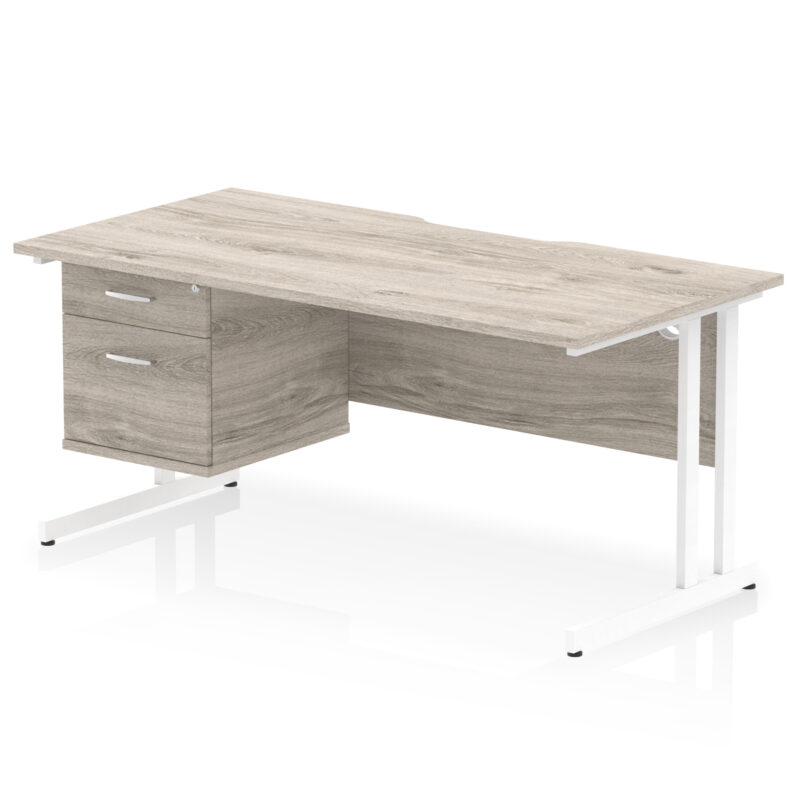 Impulse Scalloped Edge 1600mm Cantilever Straight Desk With Single Fixed Pedestal - Image 8