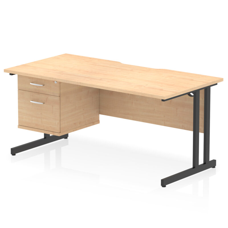 Impulse Scalloped Edge 1600mm Cantilever Straight Desk With Single Fixed Pedestal - Image 9
