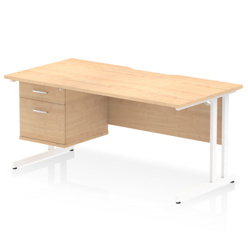 Impulse Scalloped Edge 1600mm Cantilever Straight Desk With Single Fixed Pedestal - Image 11