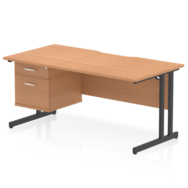 Impulse Scalloped Edge 1600mm Cantilever Straight Desk With Single Fixed Pedestal - Image 12