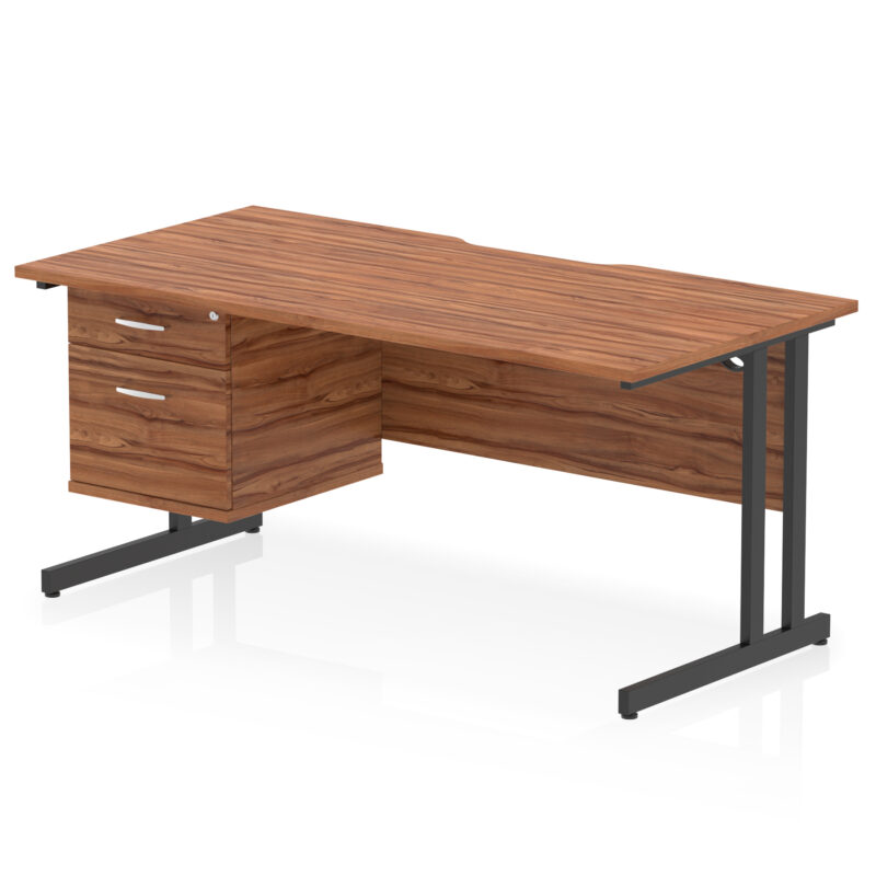 Impulse Scalloped Edge 1600mm Cantilever Straight Desk With Single Fixed Pedestal - Image 15