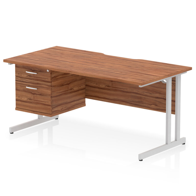 Impulse Scalloped Edge 1600mm Cantilever Straight Desk With Single Fixed Pedestal - Image 16