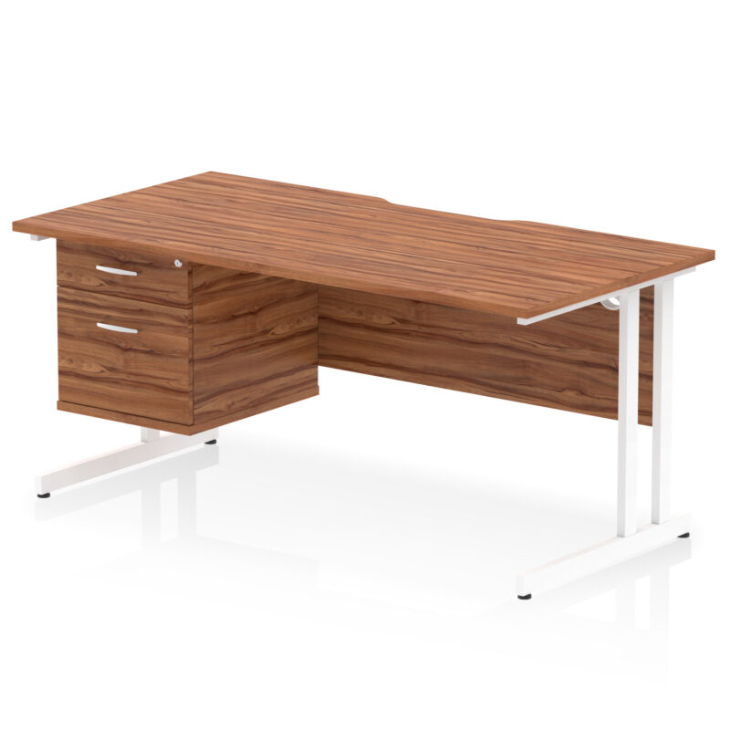 Impulse Scalloped Edge 1600mm Cantilever Straight Desk With Single Fixed Pedestal - Image 17