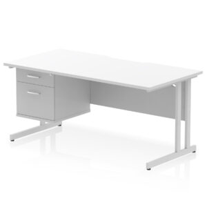 Impulse Scalloped Edge 1600mm Cantilever Straight Desk With Single Fixed Pedestal - Image 19