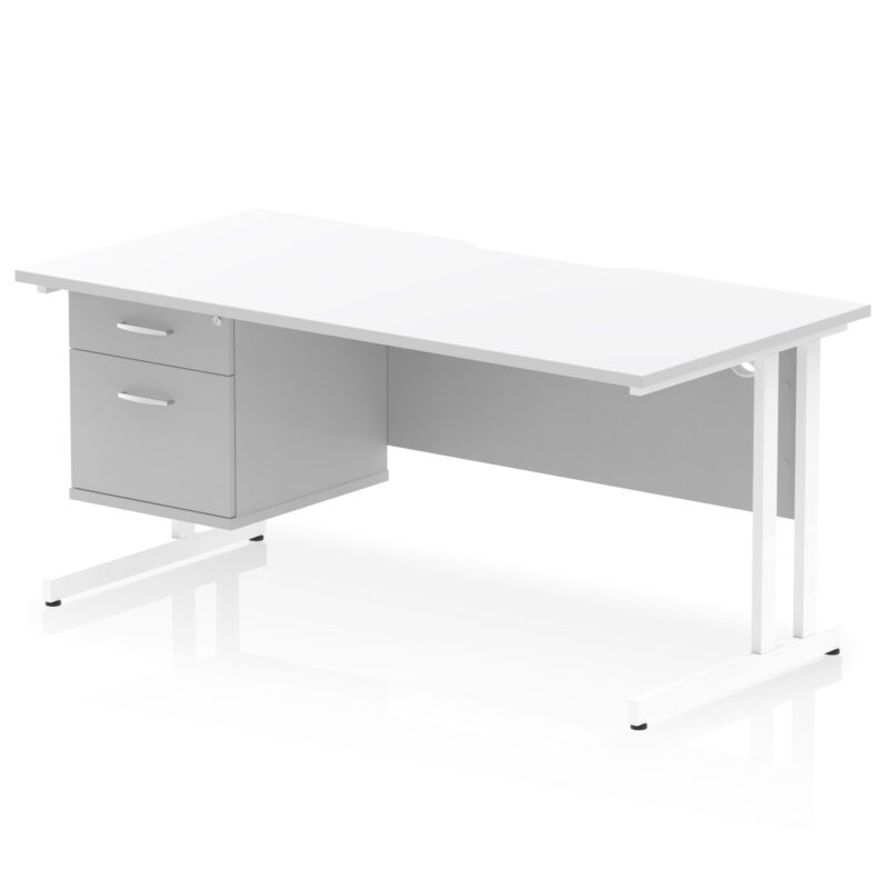 Impulse Scalloped Edge 1600mm Cantilever Straight Desk With Single Fixed Pedestal - Image 20