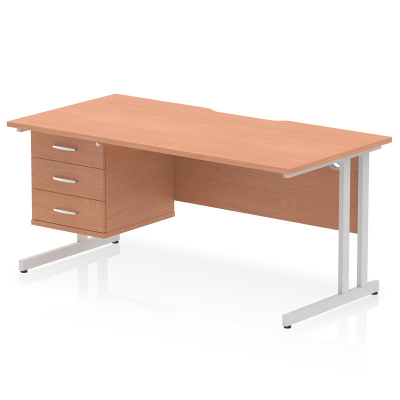 Impulse Scalloped Edge 1600mm Cantilever Straight Desk With Single Fixed Pedestal - Image 22