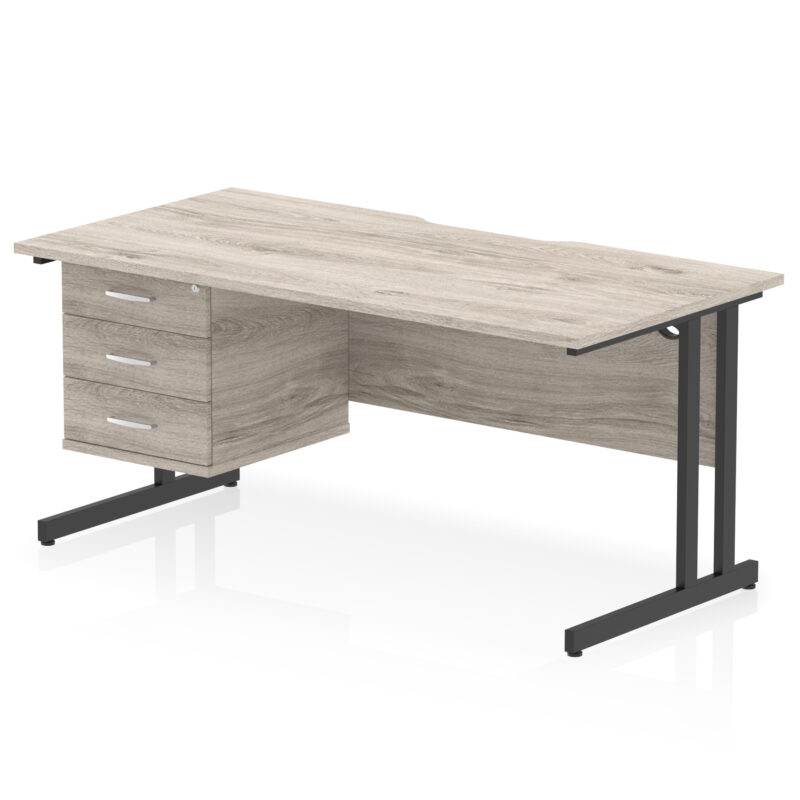 Impulse Scalloped Edge 1600mm Cantilever Straight Desk With Single Fixed Pedestal - Image 24