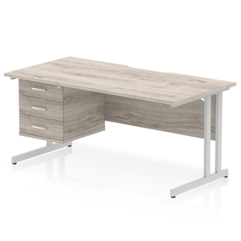 Impulse Scalloped Edge 1600mm Cantilever Straight Desk With Single Fixed Pedestal - Image 25