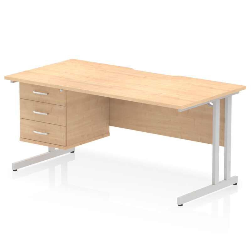 Impulse Scalloped Edge 1600mm Cantilever Straight Desk With Single Fixed Pedestal - Image 28