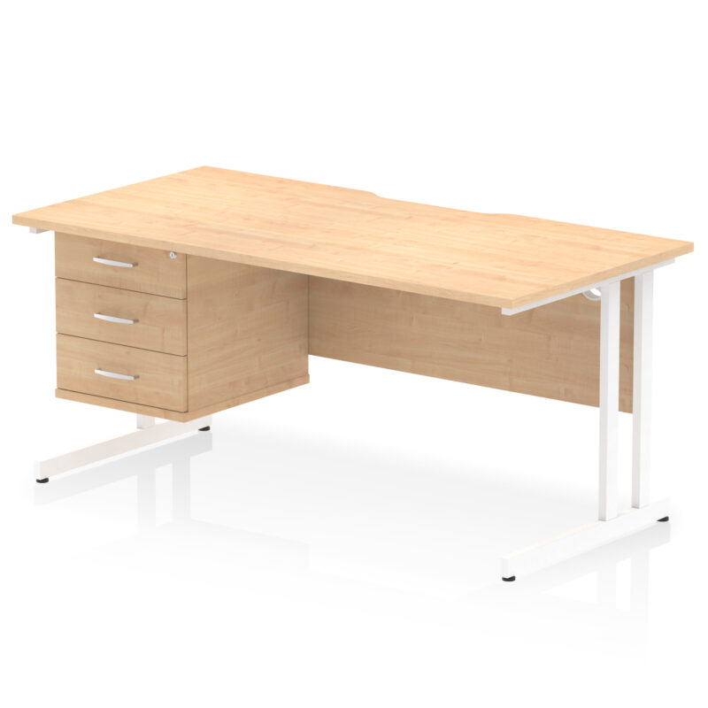 Impulse Scalloped Edge 1600mm Cantilever Straight Desk With Single Fixed Pedestal - Image 29