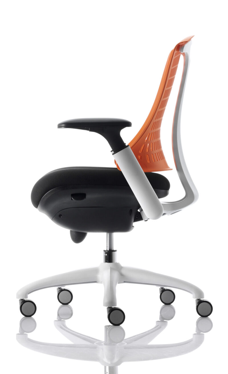 Flex Medium Back White Frame Task Operator Office Chair with Arms - Image 12