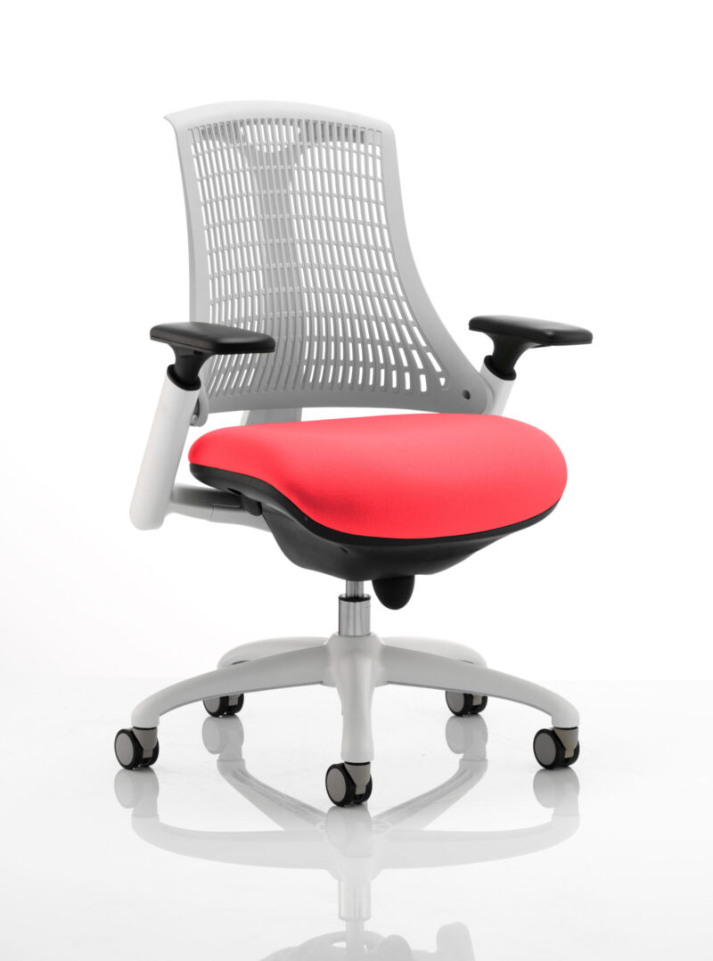 Flex Medium Back White Frame Task Operator Office Chair with Arms - Image 29