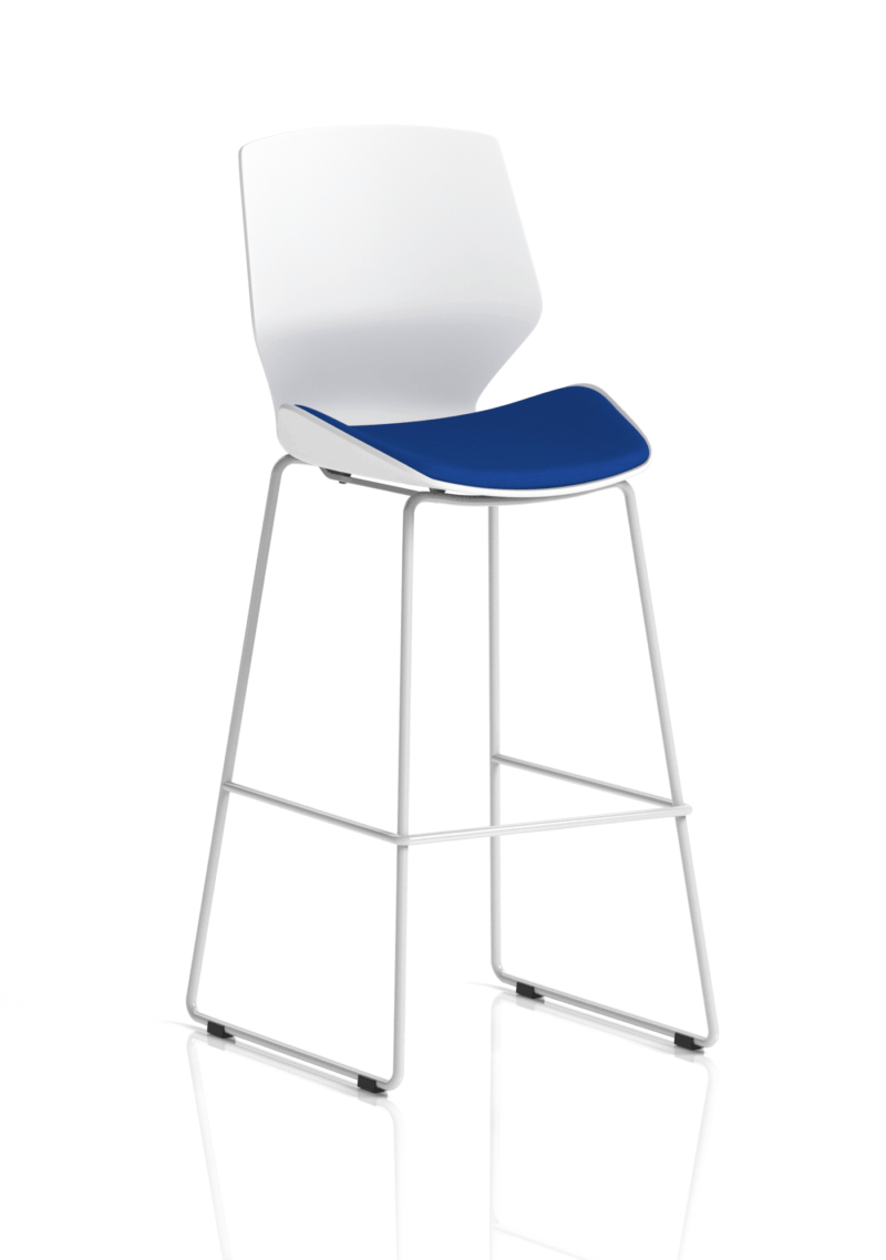 Florence White Frame Fabric Seat High Stool Chair - Image 9
