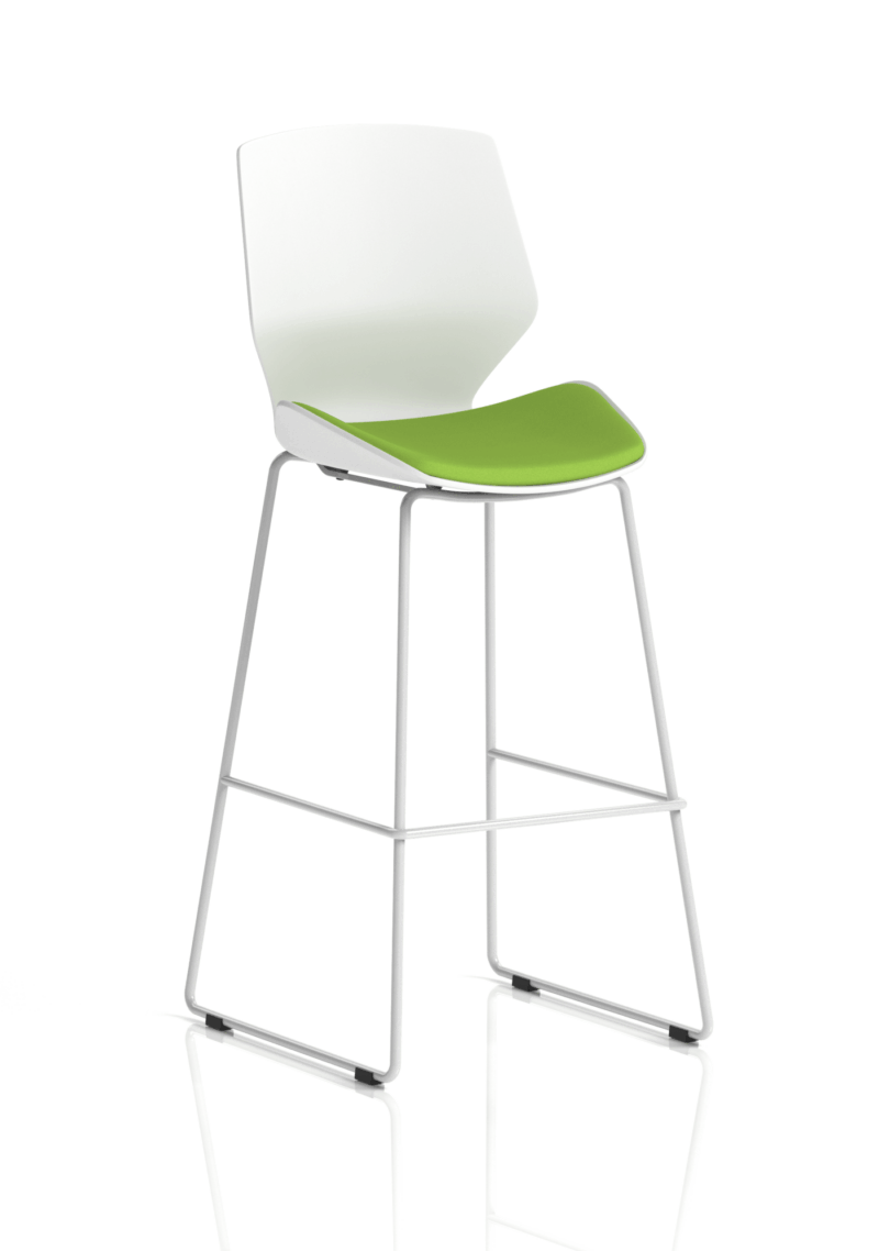Florence White Frame Fabric Seat High Stool Chair - Image 10