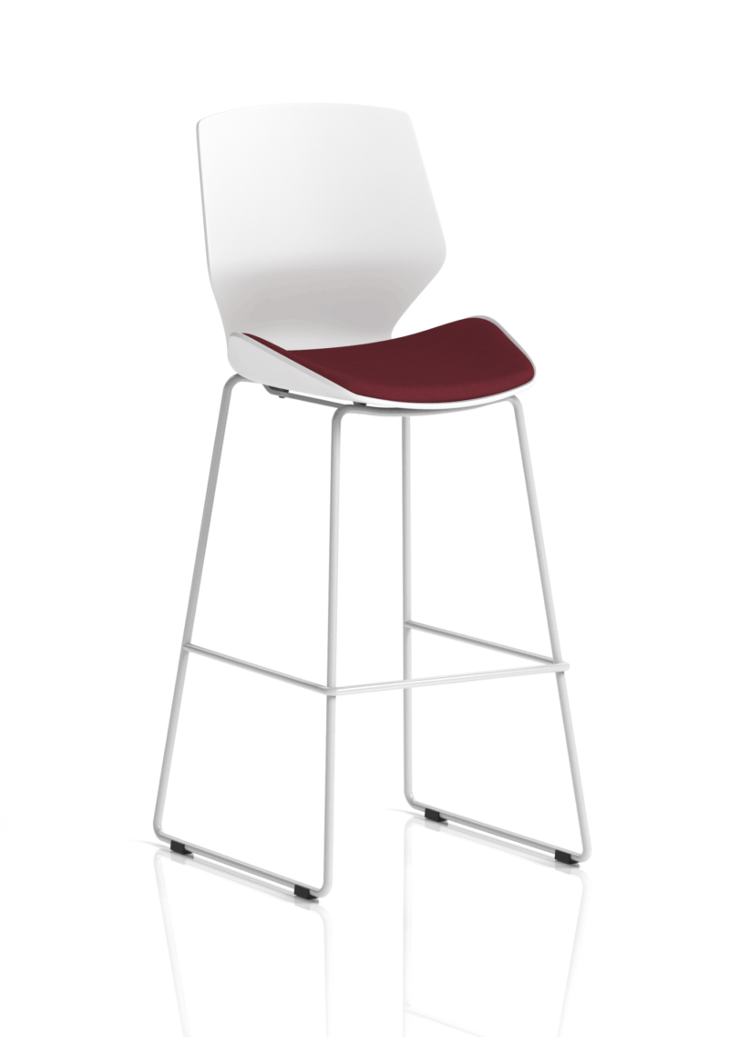 Florence White Frame Fabric Seat High Stool Chair - Image 11
