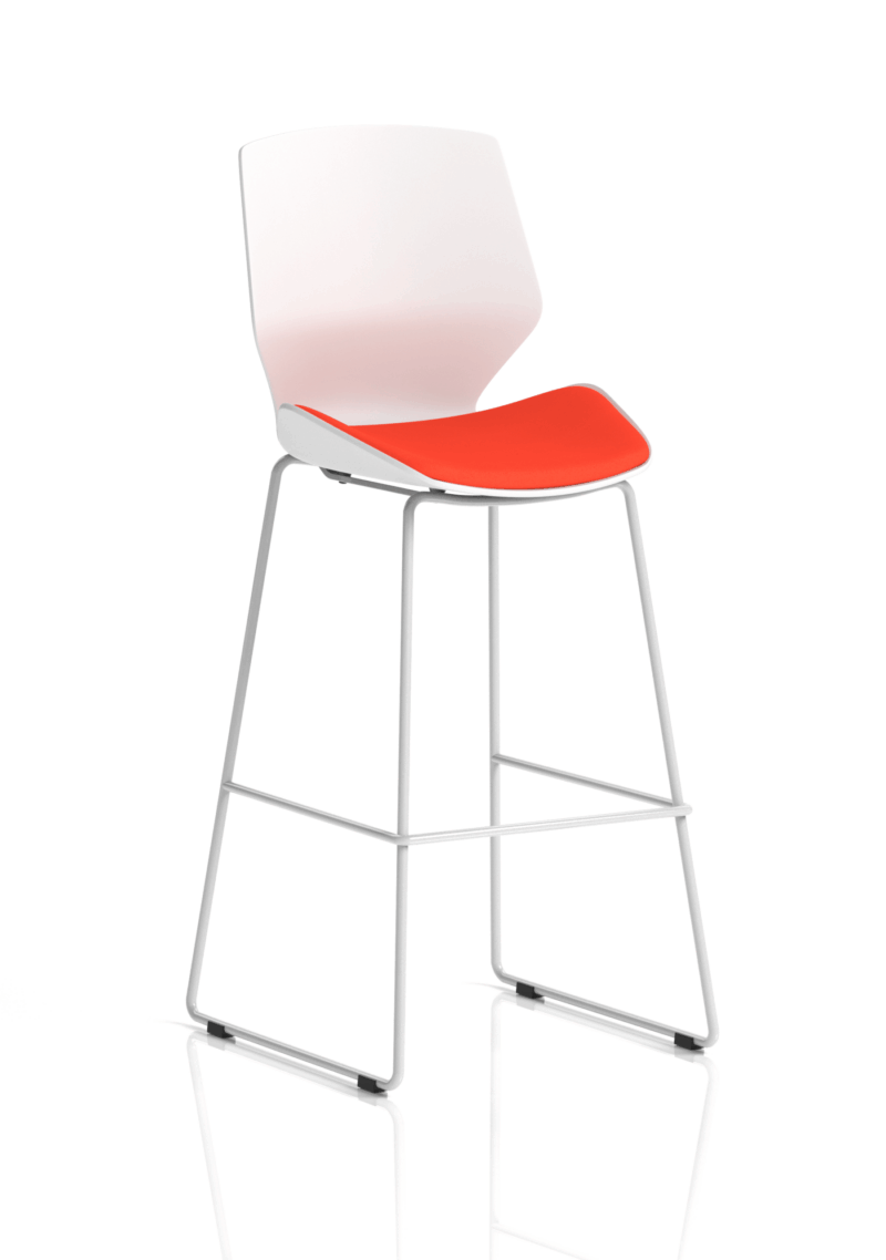 Florence White Frame Fabric Seat High Stool Chair - Image 12