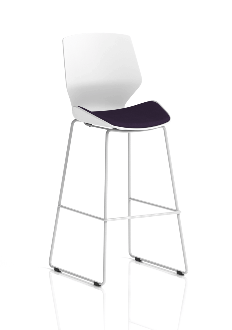 Florence White Frame Fabric Seat High Stool Chair - Image 14